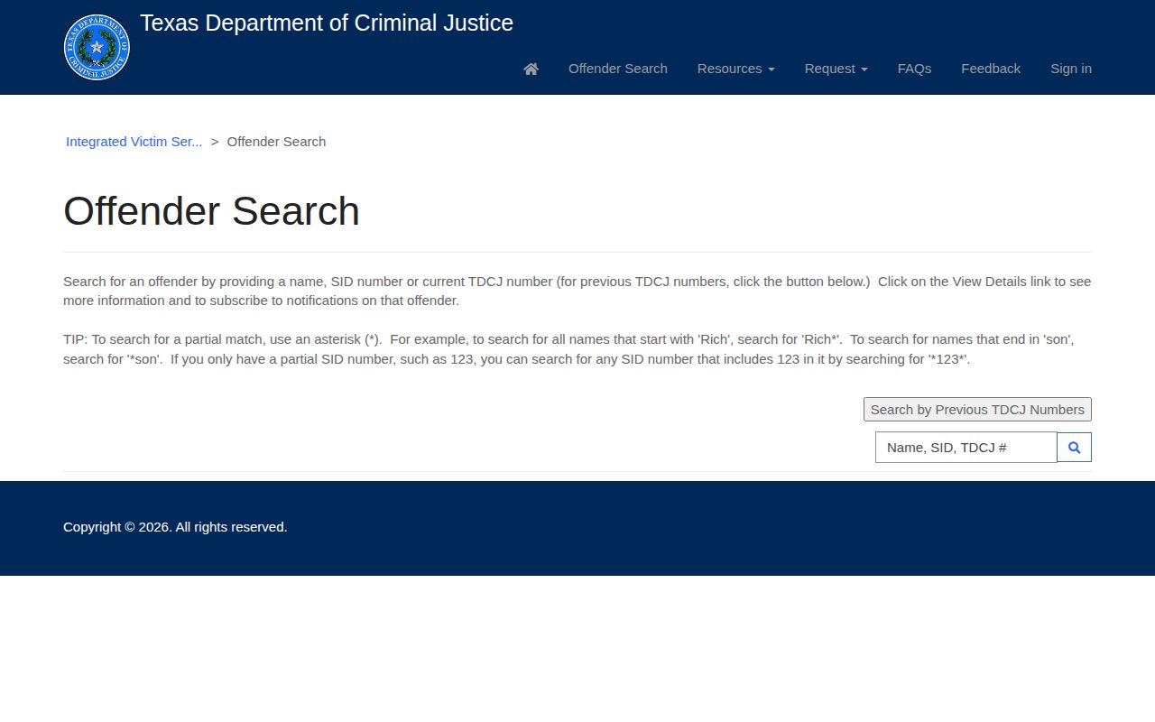TDCJ IVSS fields for an Angelina County inmate check